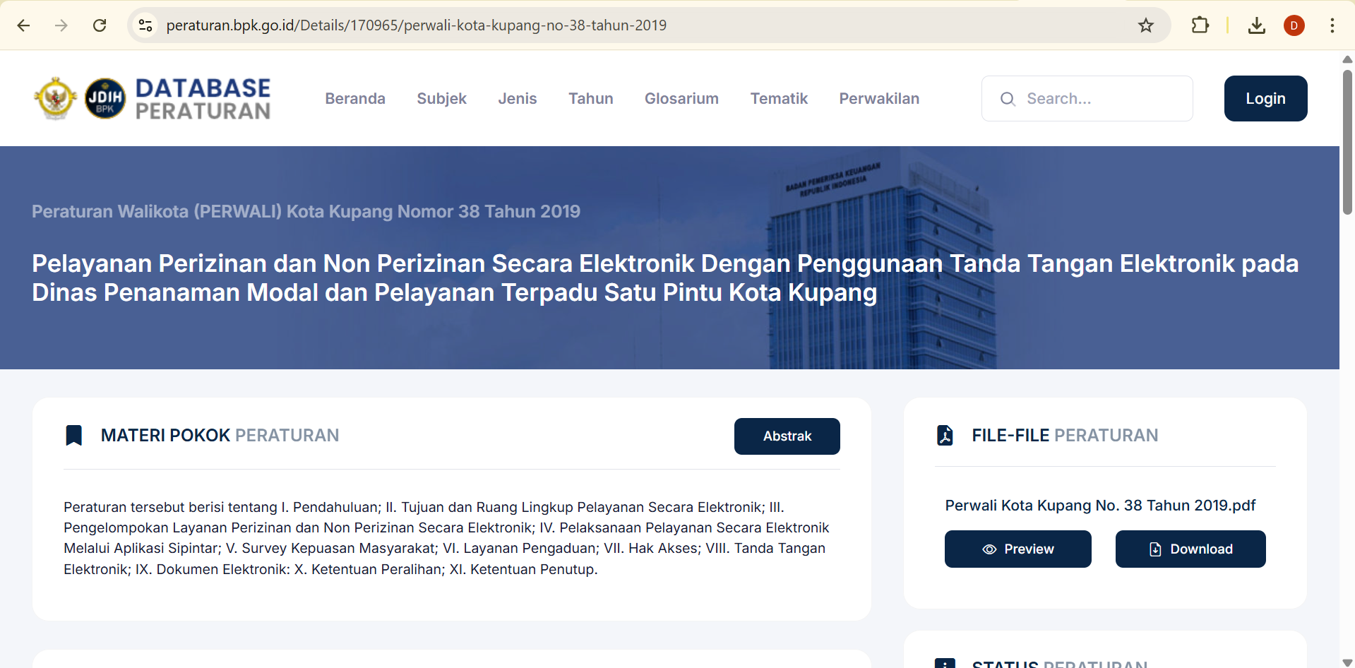 Sistem Informasi  Pelayanan Perizinan Terpadu ( SIPINTAR ) Kota Kupang